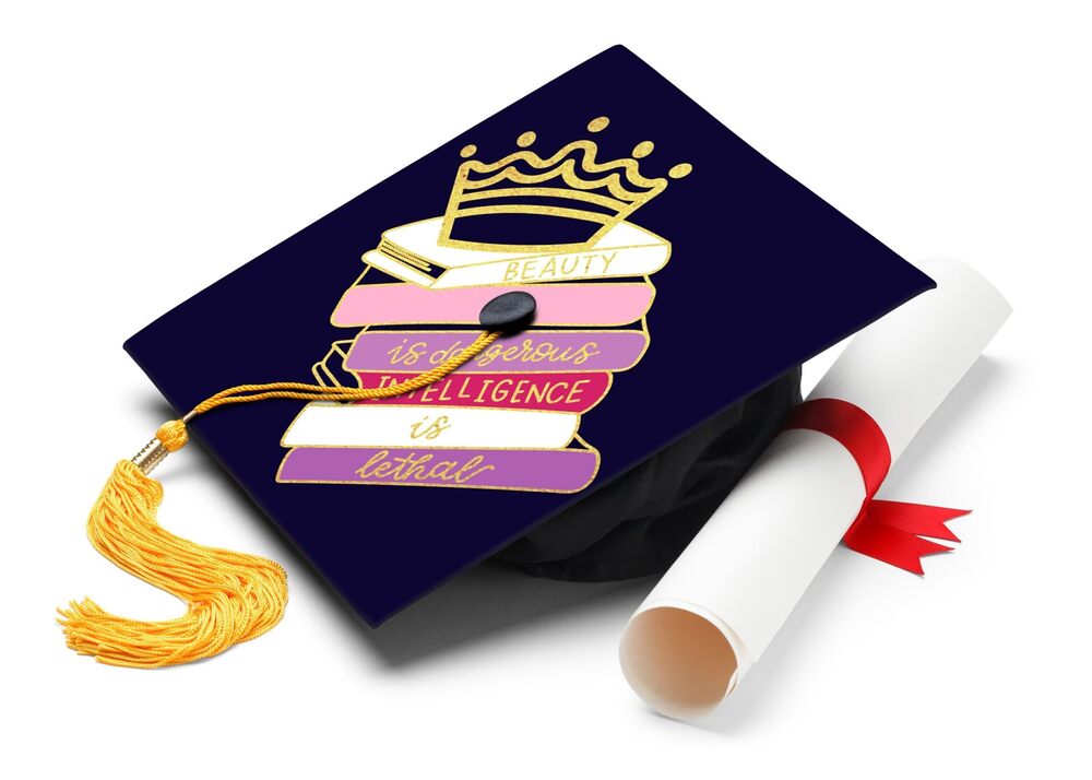4328 Beauty Is Dangerous Intelligence Is Lethal Graduation Cap Topper